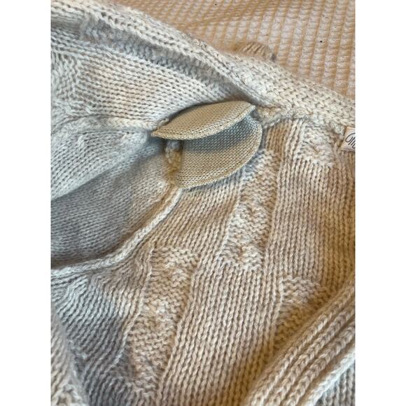 VTG Marisa Christina Wool Cable Knit Ivory/ Gray Chunky Cardigan W/ Neck Tie Med - Picture 11 of 11